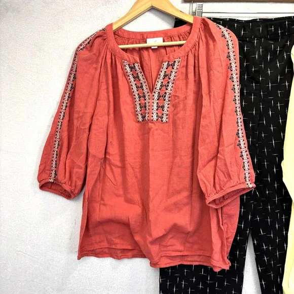 Lot Of 3 J. Jill Tops Cropped Pants Set Womens Large 10 Lightweight Spring Shirt - Picture 2 of 16